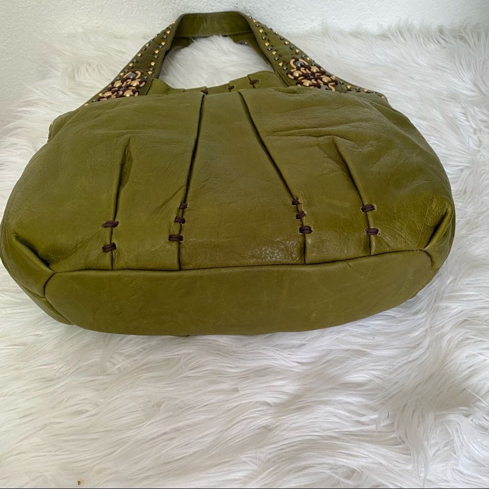 NEW Isabella Fiore Olive Green Leather Embellished Shoulder / Crossbody Purse - Picture 4 of 11